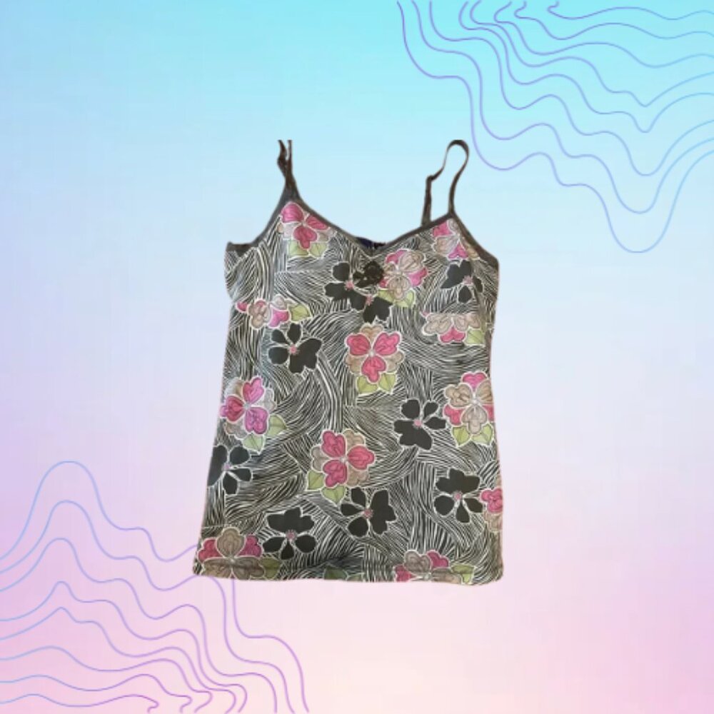 SONOMA Olive Floral Print Camisole Tank Top